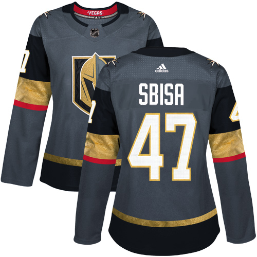 Adidas Vegas Golden Knights #47 Luca Sbisa Grey Home Authentic Women Stitched NHL Jersey->women nhl jersey->Women Jersey